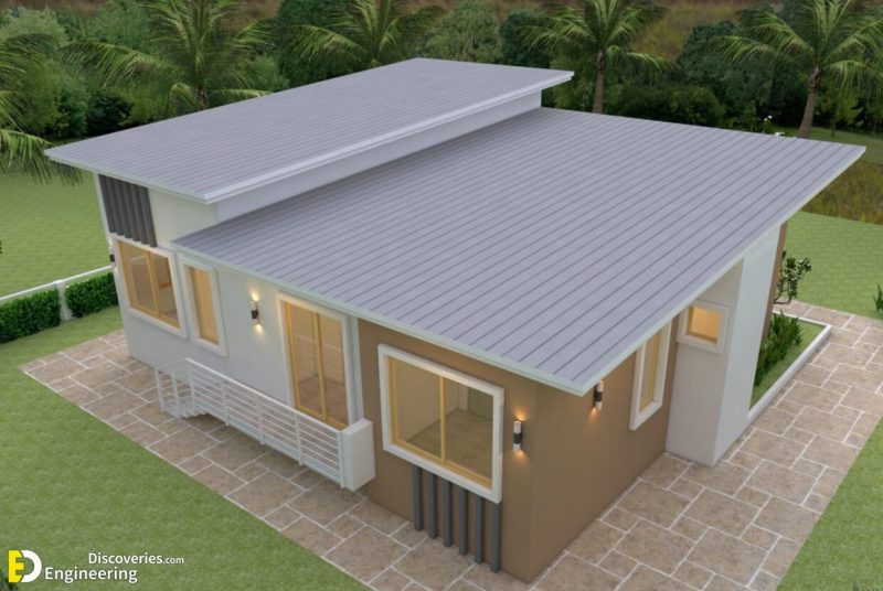 Beautiful House Plans 12×12 Meter (40×40 Feet) Shed Roof | Engineering ...