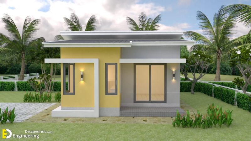 Small House Design Plans 5.5×6.5m With One Bedroom Shed Roof ...