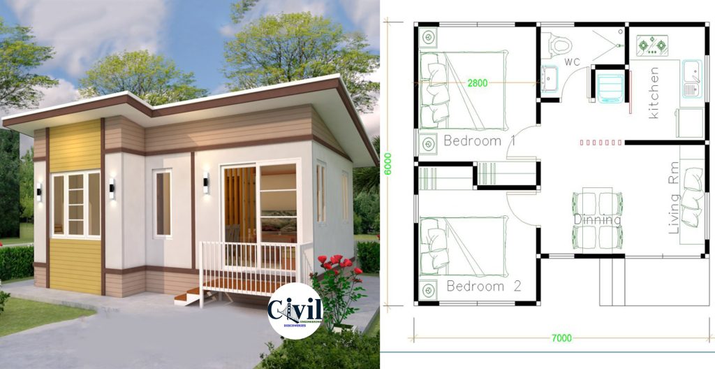 Small House Design 7×6 With 2 Bedrooms | Engineering Discoveries