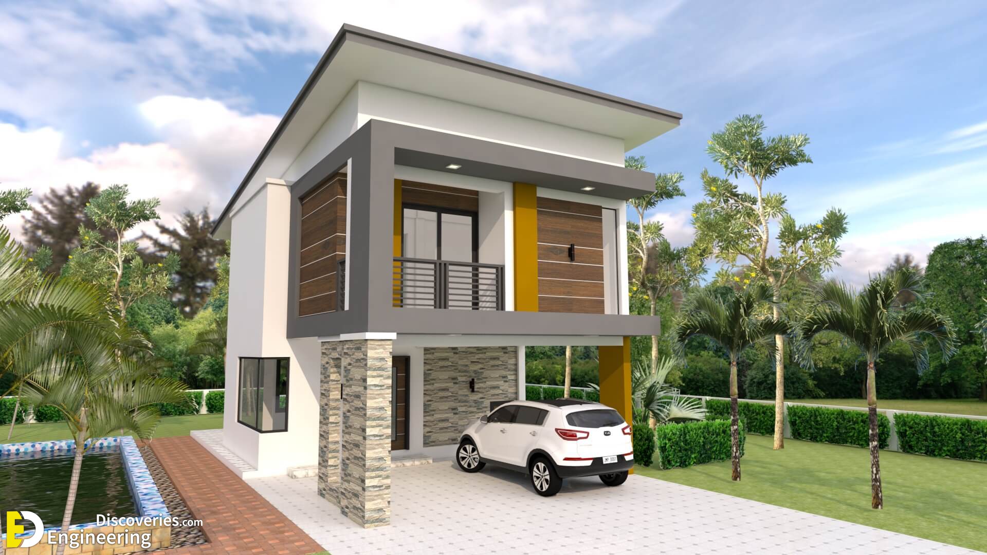 Two Storey House Plan With 3 Bedrooms And 2-Car Garage - Engineering