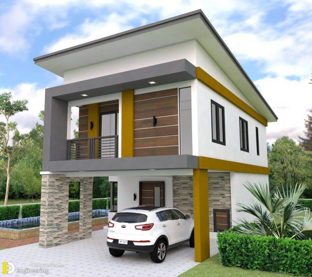 two-storey-facade-grey-roof-balcony-over-garage-glass-railing