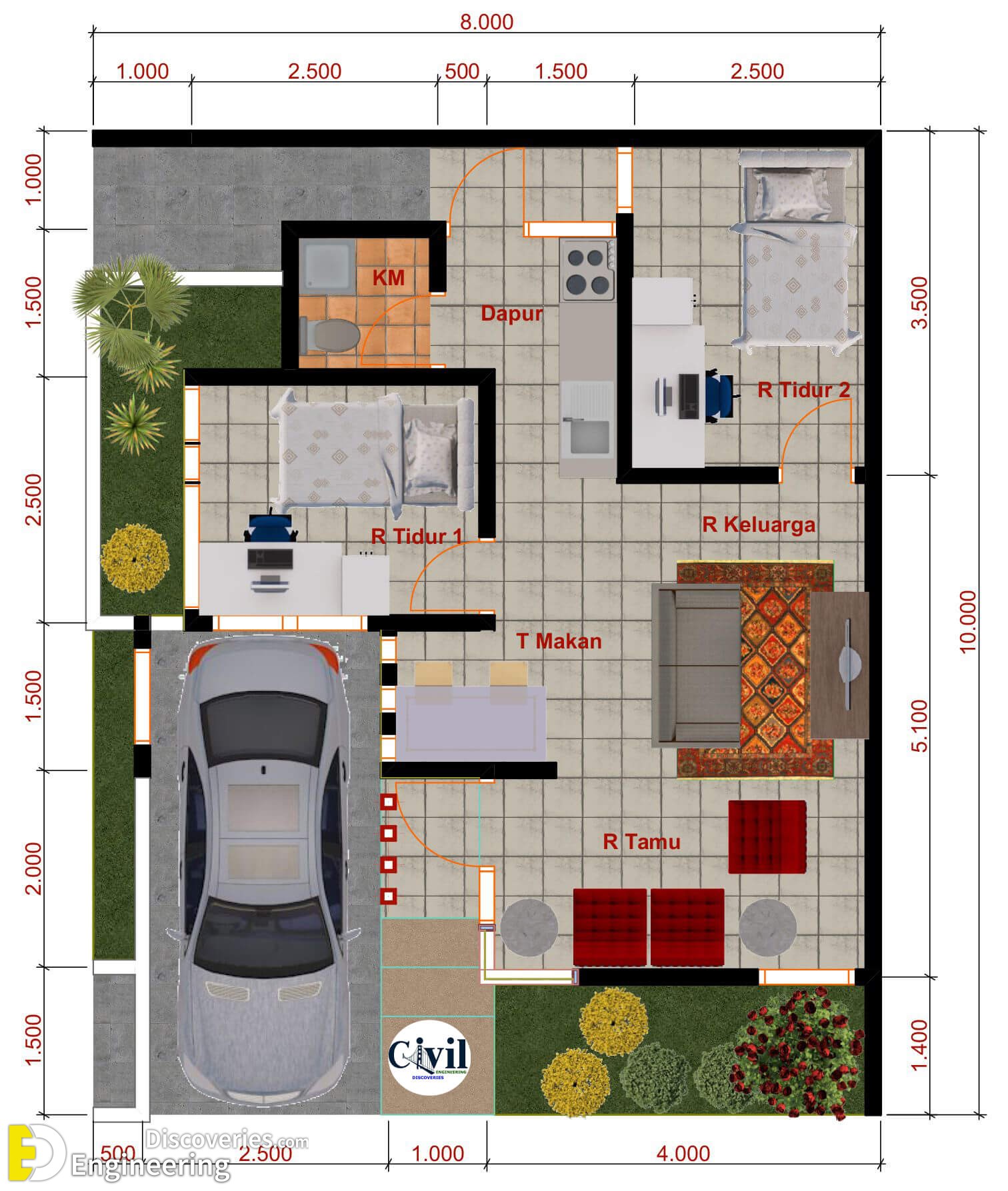 Minimalist House Design With 2 Bedrooms | Engineering Discoveries