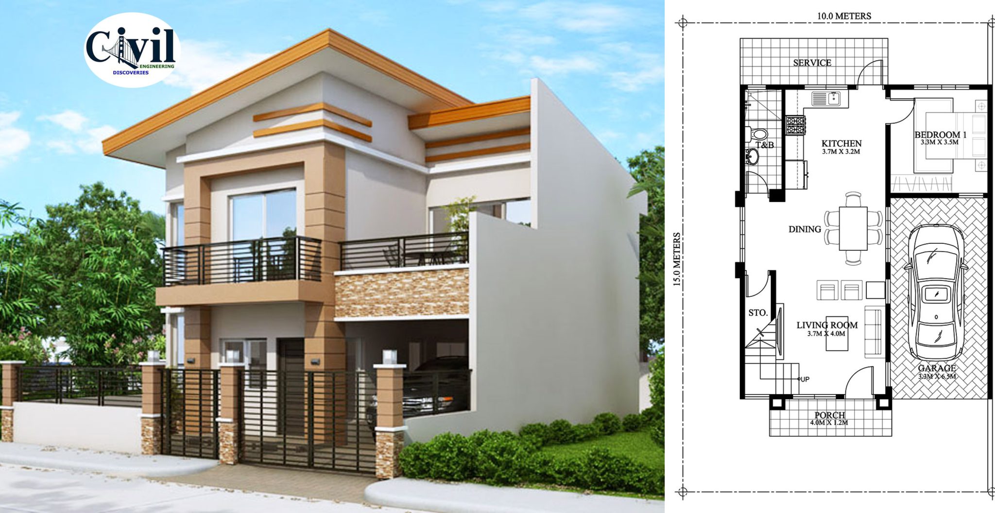 House Plans 10×15 Meter 4 Bedrooms | Engineering Discoveries