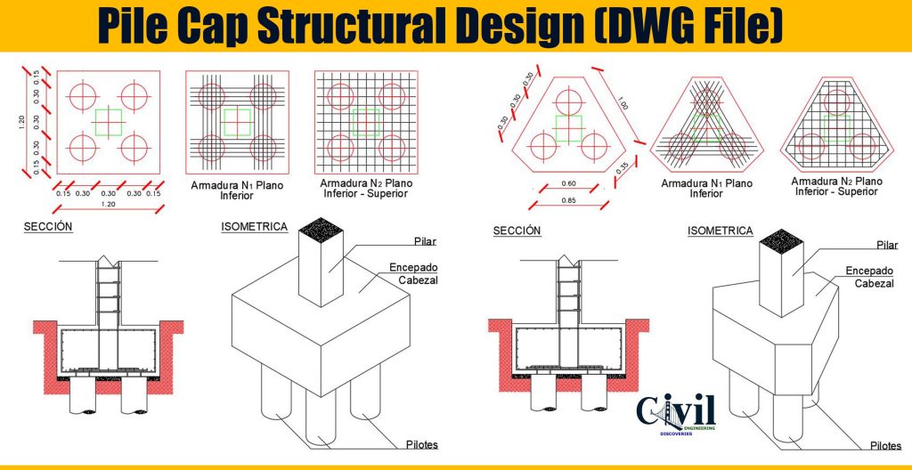 Pile Cap Structural Design (DWG File) Engineering Discoveries