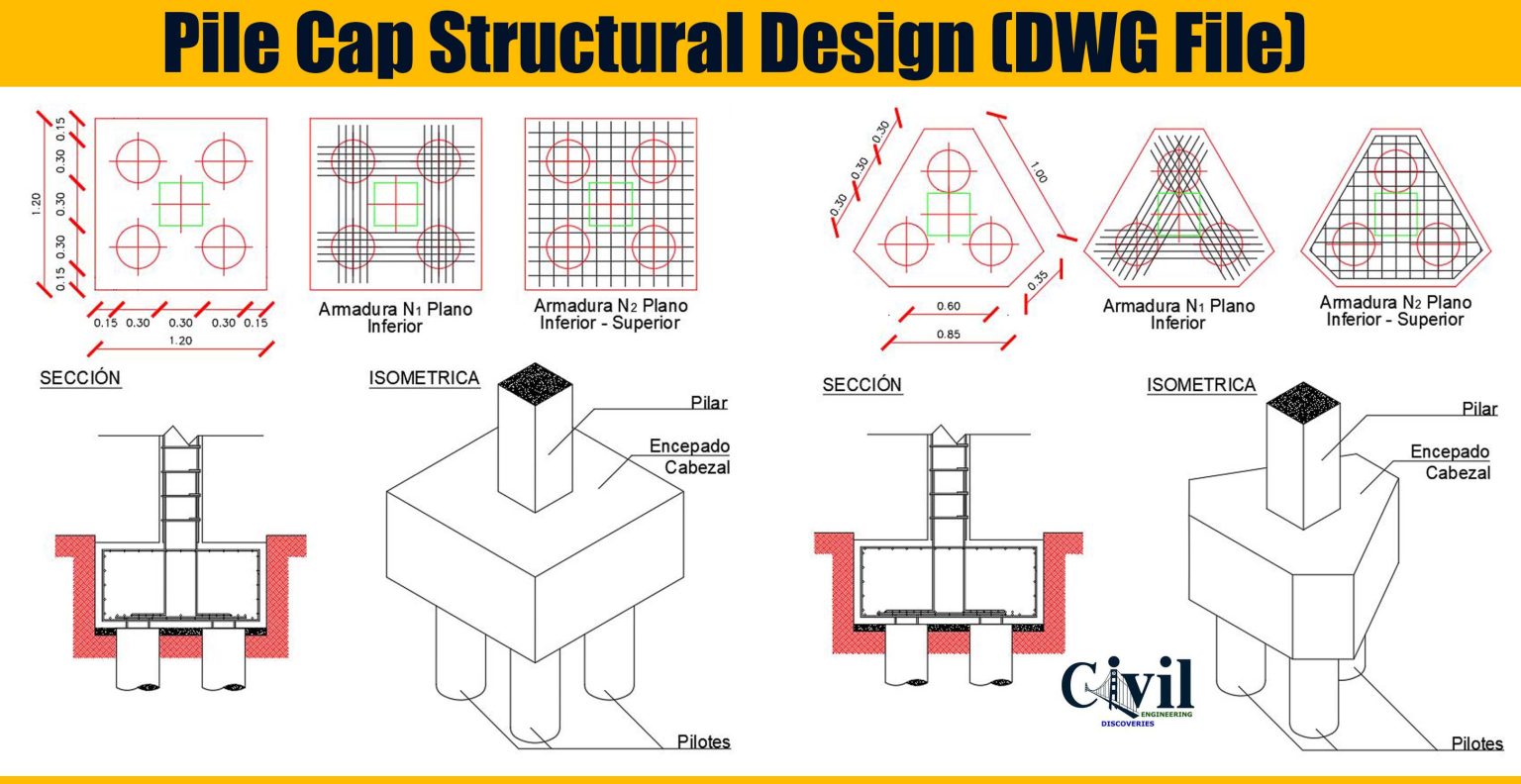 Pile Cap Structural Design (DWG File) | Engineering Discoveries