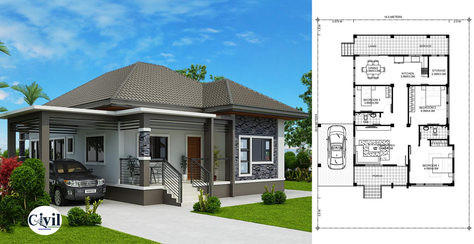 House Plans 15×20 With 3 Bedrooms | Engineering Discoveries