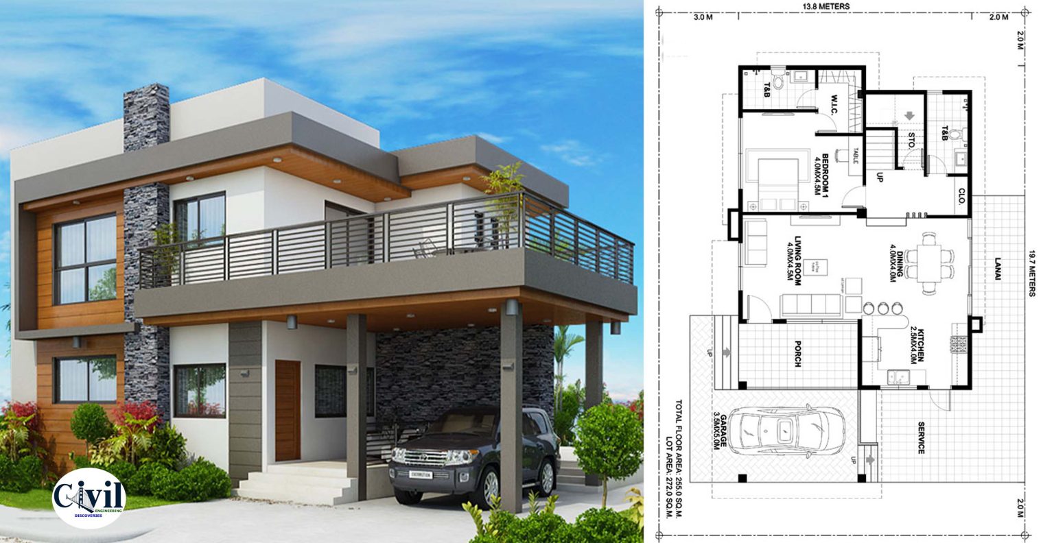 2 Storey Modern House With 4 Bedrooms | Engineering Discoveries