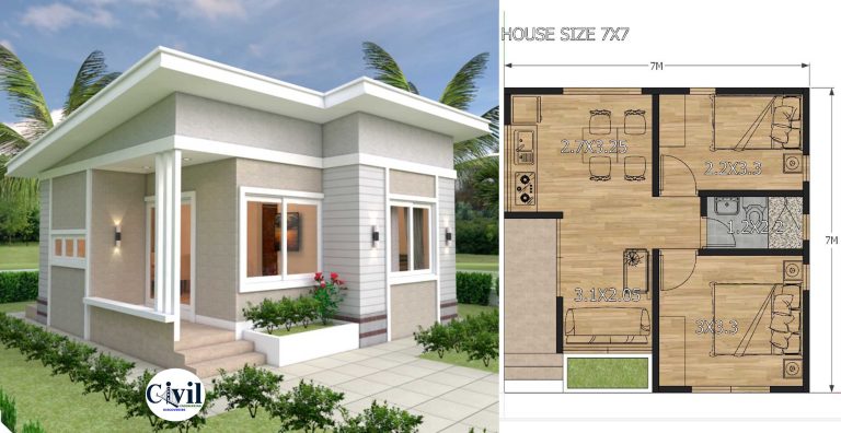 House Design Plans 7×7 With 2 Bedrooms | Engineering Discoveries