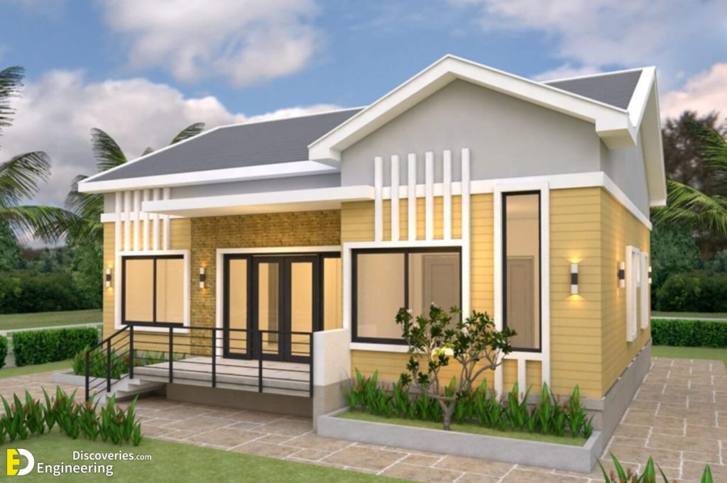 House Plans 12×12 Meter (40×40 Feet) 4 Bedrooms Gable Roof ...