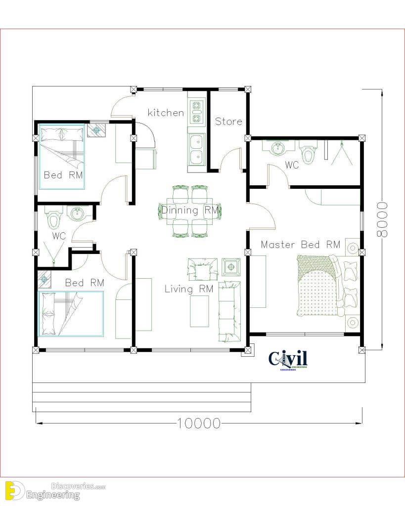 Small-House-Plans-10x8-with-3-Bedrooms-Gable-Roof-Layout-plan-1.jpg