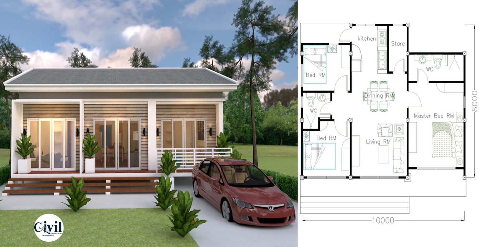 Small House Plans 108 With 3 Bedrooms Gable Roof Engineering Discoveries