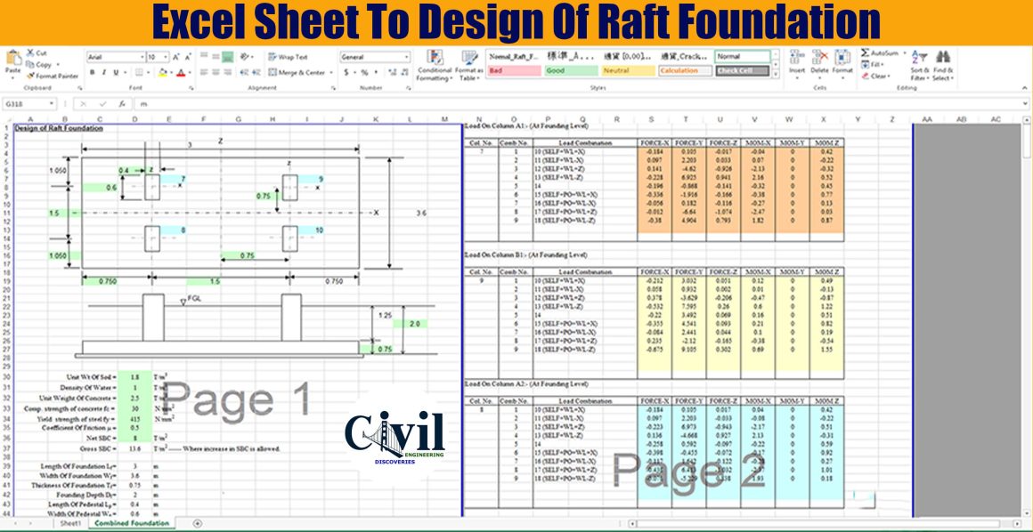 Excel Sheet To Design Of Raft Foundation | Engineering Discoveries