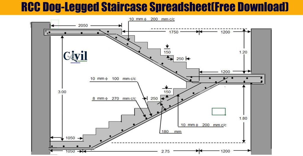 RCC DogLegged Staircase Spreadsheet(Free Download) Engineering