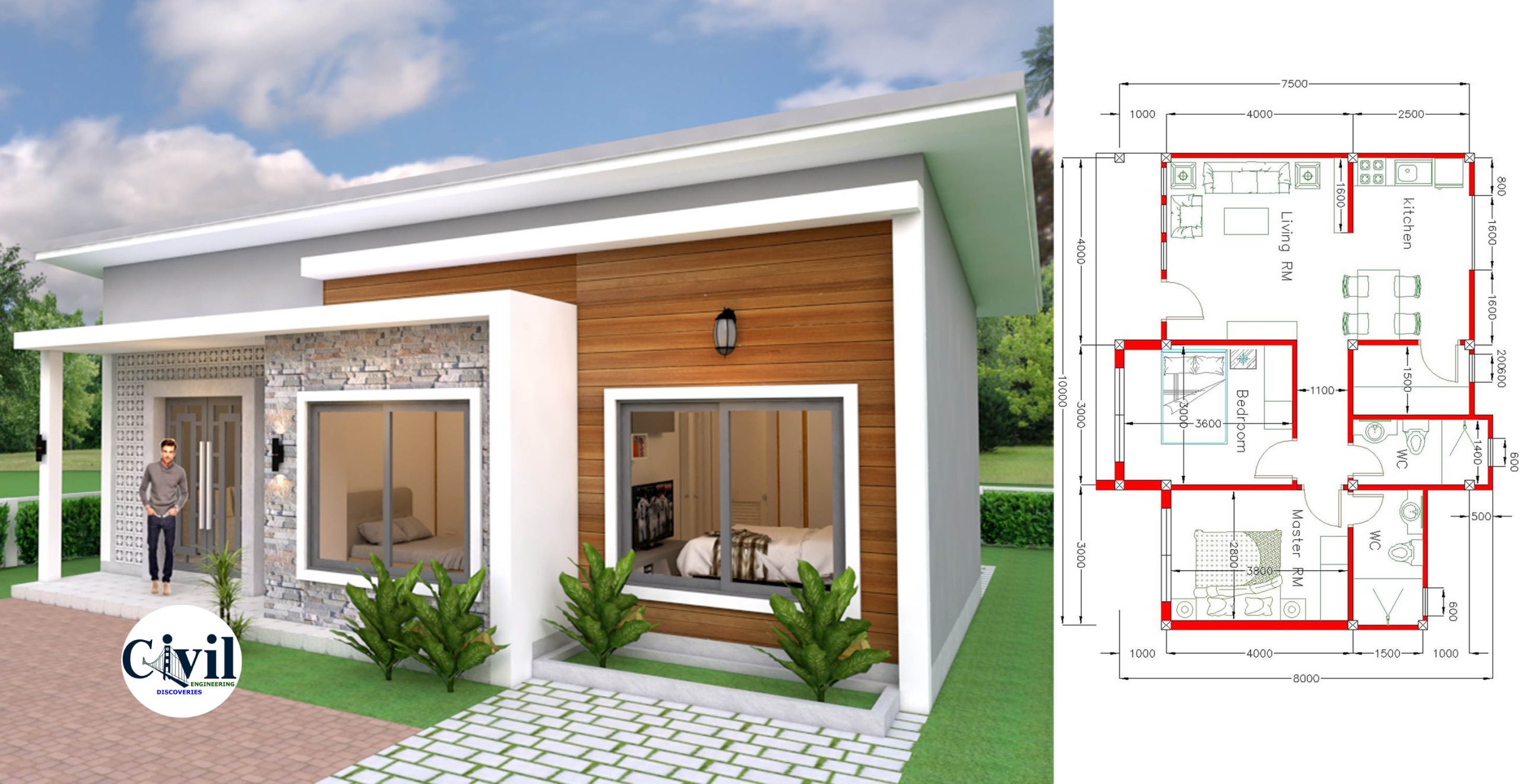 Small House Plans 10×8 With 2 Bedrooms Shed Roof | Engineering Discoveries