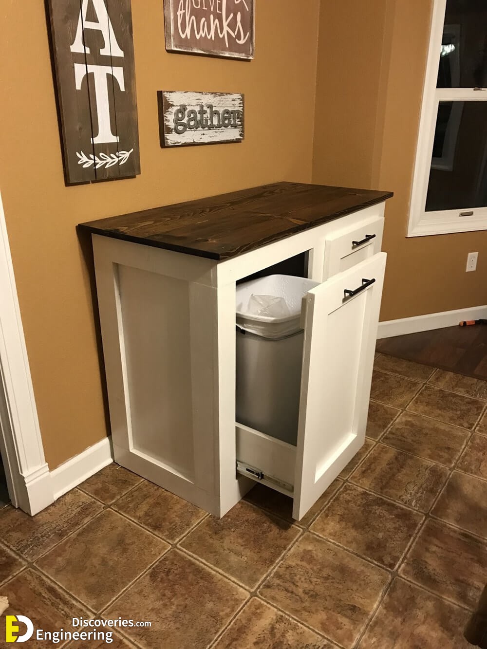 Modern Kitchen Trash Can Ideas That You Need To Check Out Engineering   7. Stand Alone Garbage Can Storage 