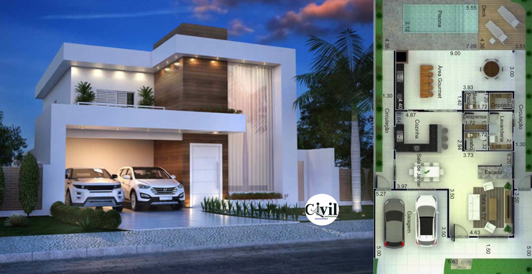 Luxurious And Modern Two-Storey House Plan With Clean Facade ...
