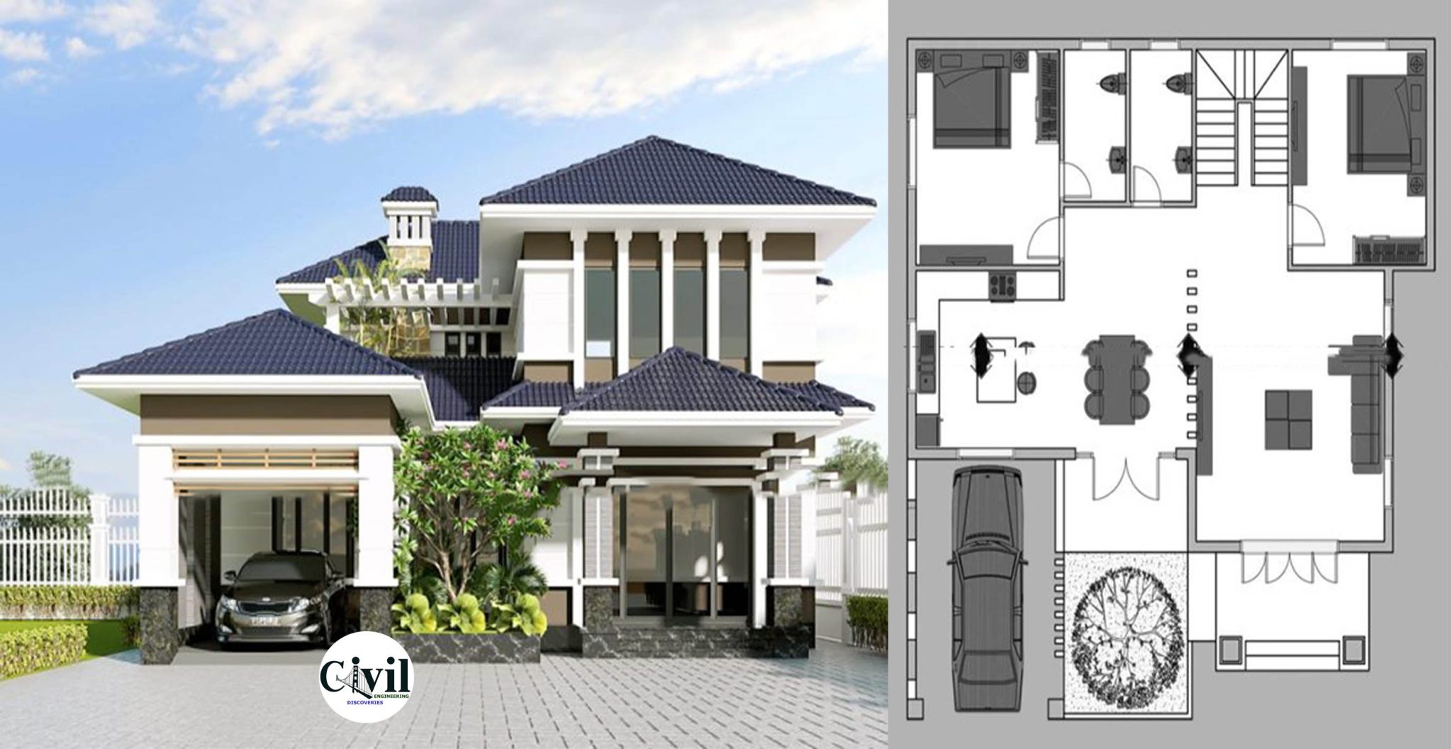 2 storey house design with 5 bedrooms