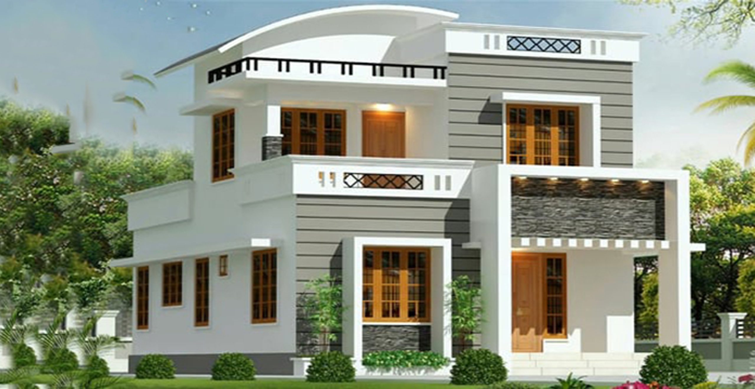 1400 Sq Ft 3BHK Contemporary Style Double Floor House And Free Plan 