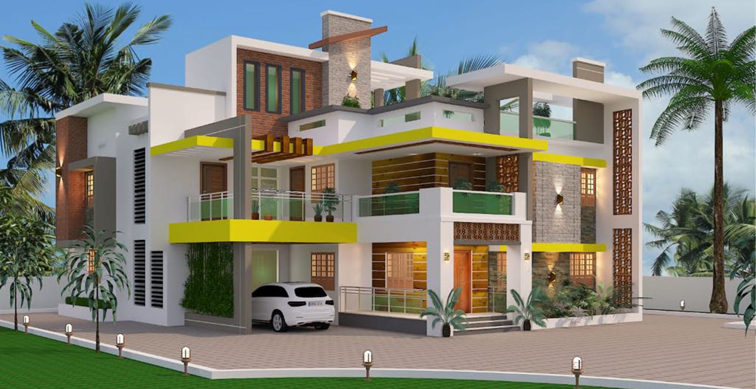 Modern Style Home Design And Plan For 3000 Square Feet Duplex House