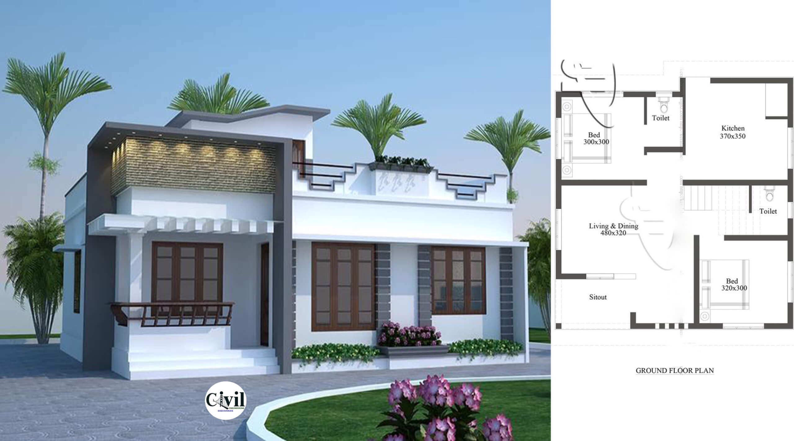750 Sq Ft 2BHK Single Floor Modern House And Plan - Engineering Discoveries