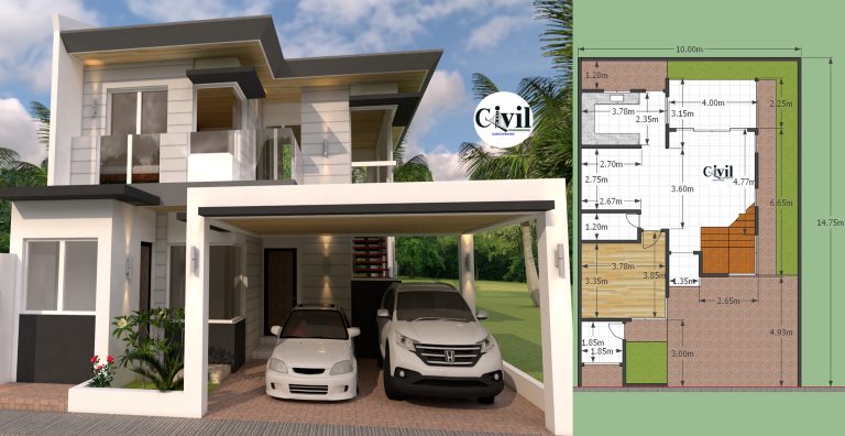 Home Design Plan 10x15m With 3 Beds 