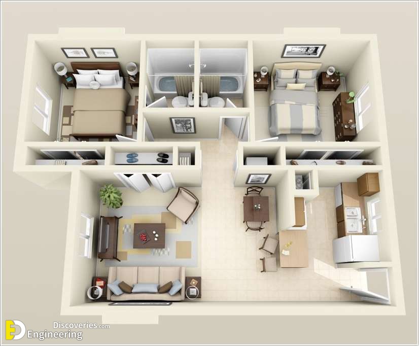 35 Awesome Apartment 3D Floor Plan Ideas - Engineering Discoveries