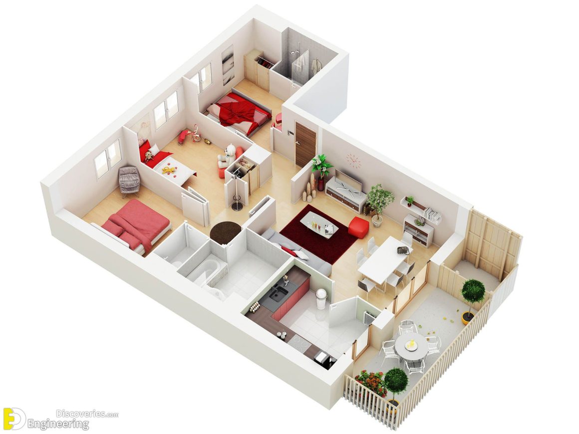 35 Awesome Apartment 3D Floor Plan Ideas - Engineering Discoveries