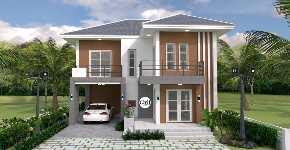 Simple Awesome Two-Storey House Design With Free Plan - Engineering