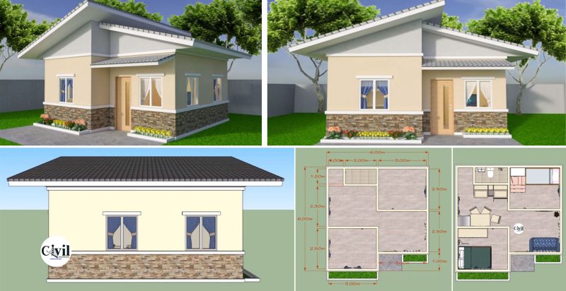 Simple And Minimalist One-Story House Design With 2-Bedroom ...