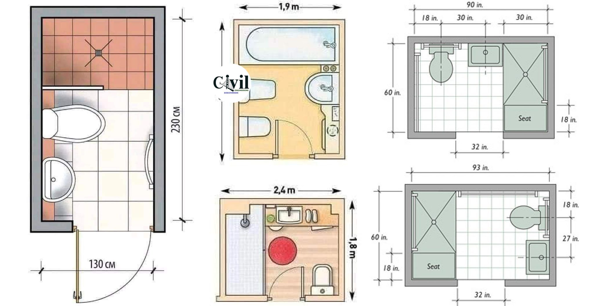 standard bathroom layout dimensions