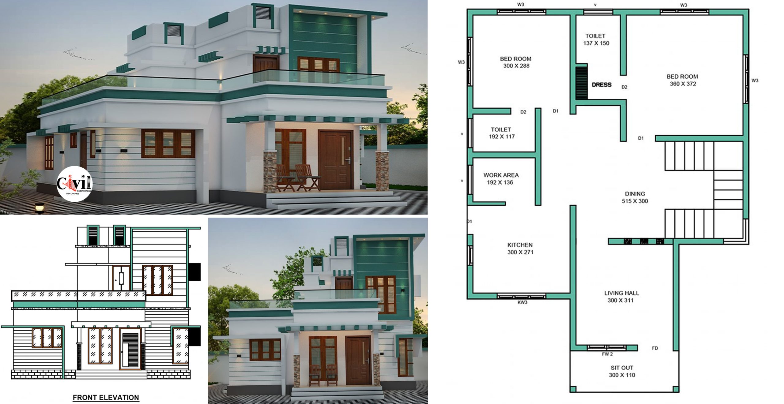 1260 Sq Ft 3BHK Modern Two Storey Home And Free Plan Engineering Discoveries