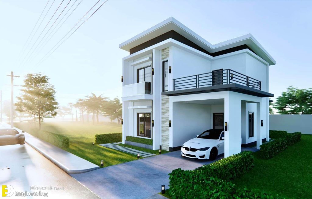 128 Sq.M. 2 Storey House Design 8m x 8m With 3 Bedroom - Engineering