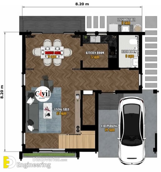 128 Sq M 2 Storey House Design 8m X 8m With 3 Bedroom Engineering Discoveries