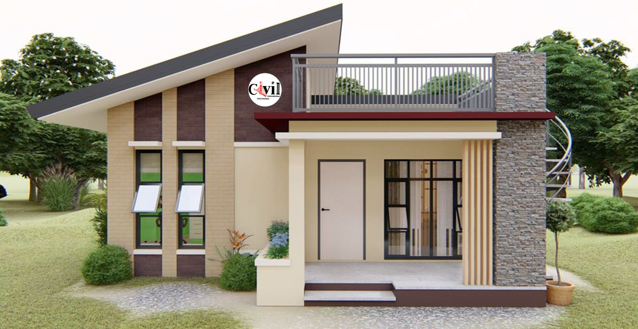 80 SQ.M. Modern Bungalow House Design With Roof Deck 2048x1056 