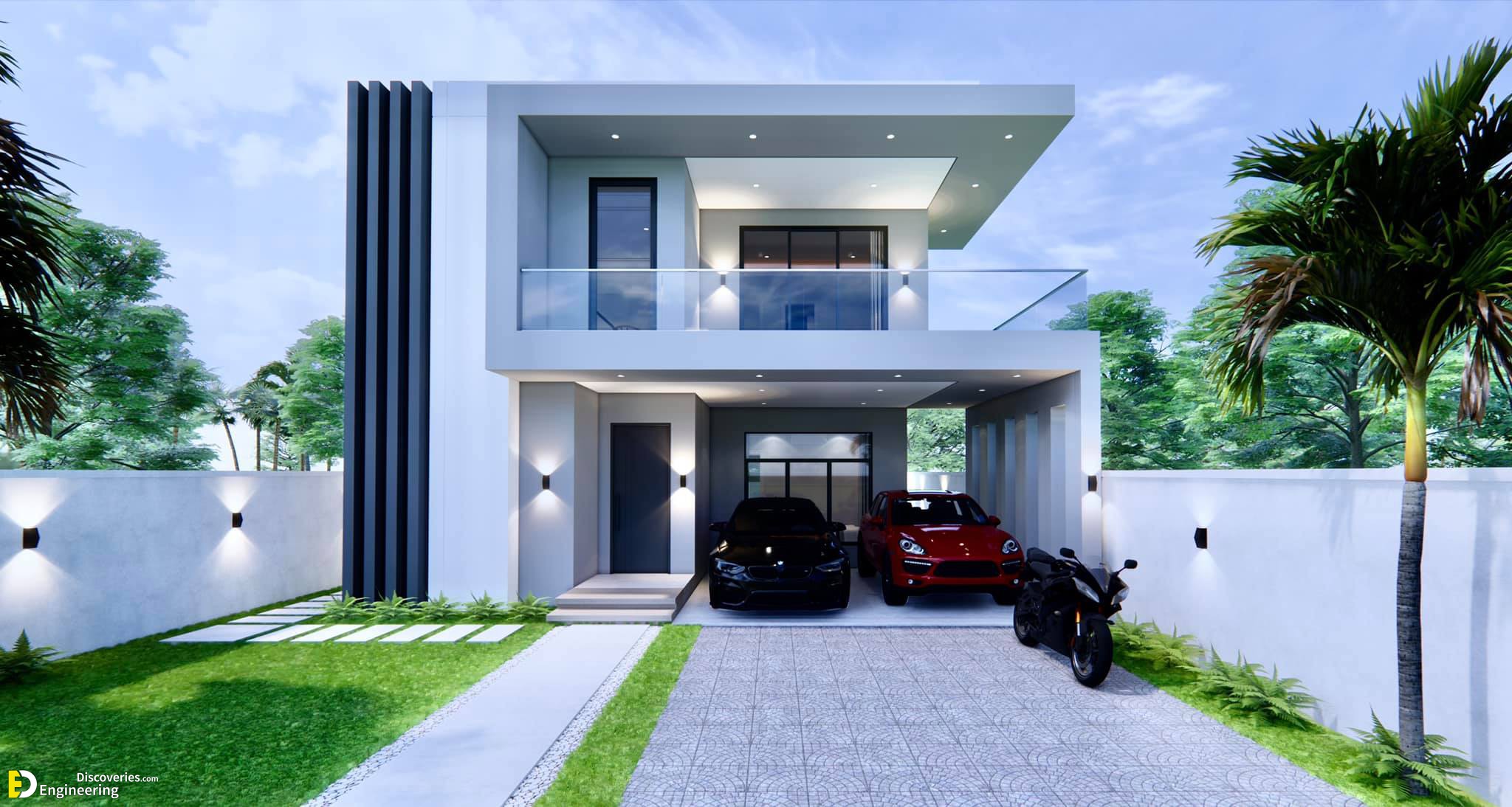 two-storey-house-facade-grey-and-black-balcony-over-garage-glass