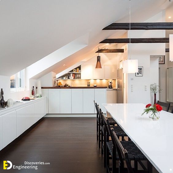 03-a-contemporary-attic-kitchen-in-white-with-some-dark-touches-and-cabinets-that-fit-the-angle.jpg