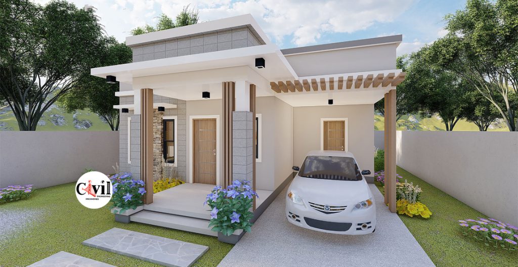 62 SQ.M. Small House Design 9.0m x 7.5m With 2 Bedroom | Engineering ...