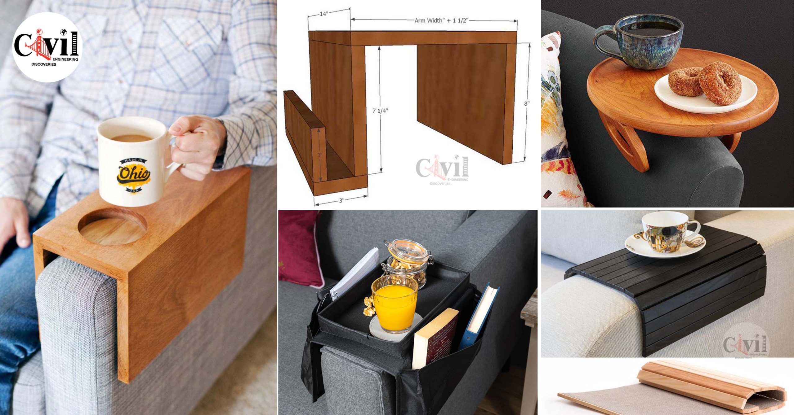 Modern Wooden Sofa Arm Table Ideas