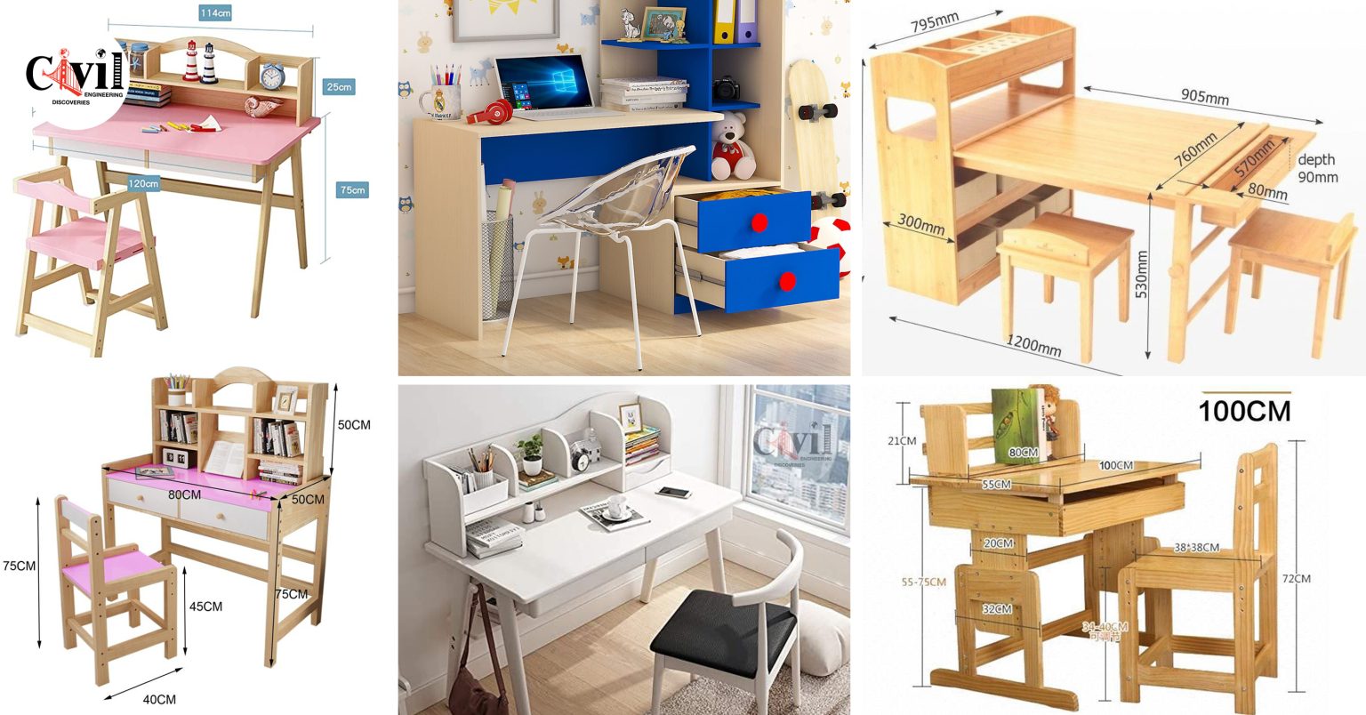 Beautiful Study Table Design Ideas With Dimension For students ...