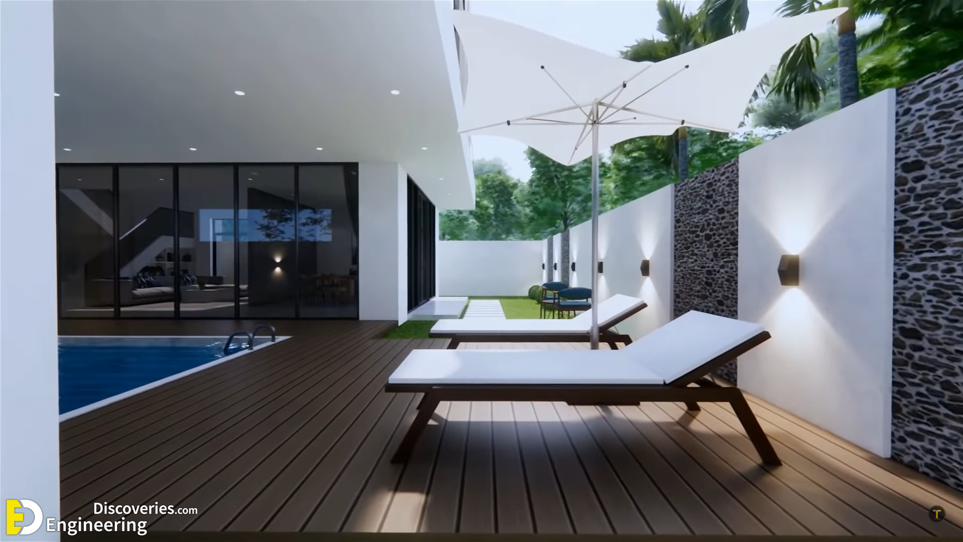 2 Storey Modern House Design 12m x 17m With Swimming Pool | Engineering ...