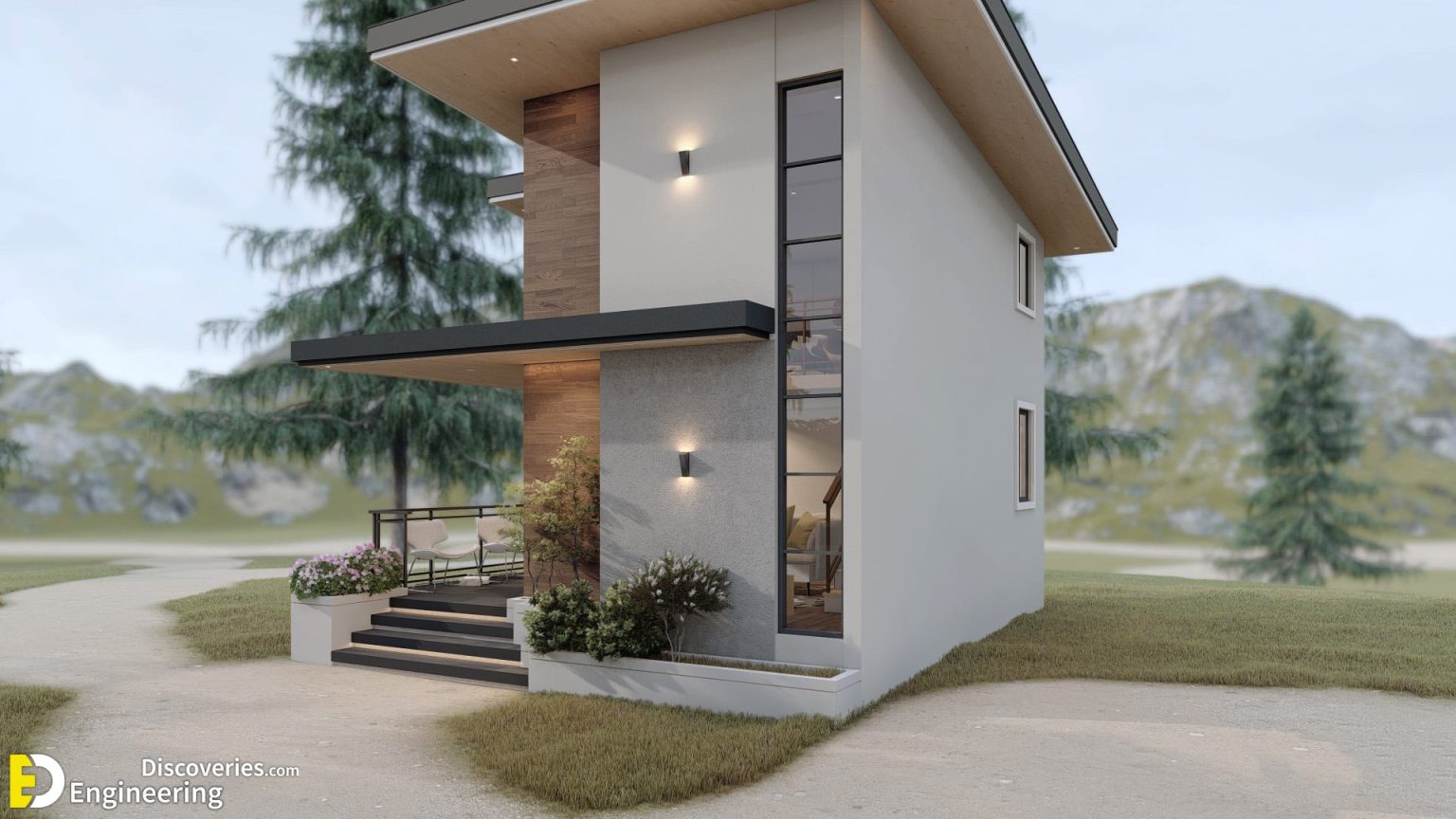 Elegant Small House Design 5.5m x 6.5m With 2 Bedroom | Engineering ...