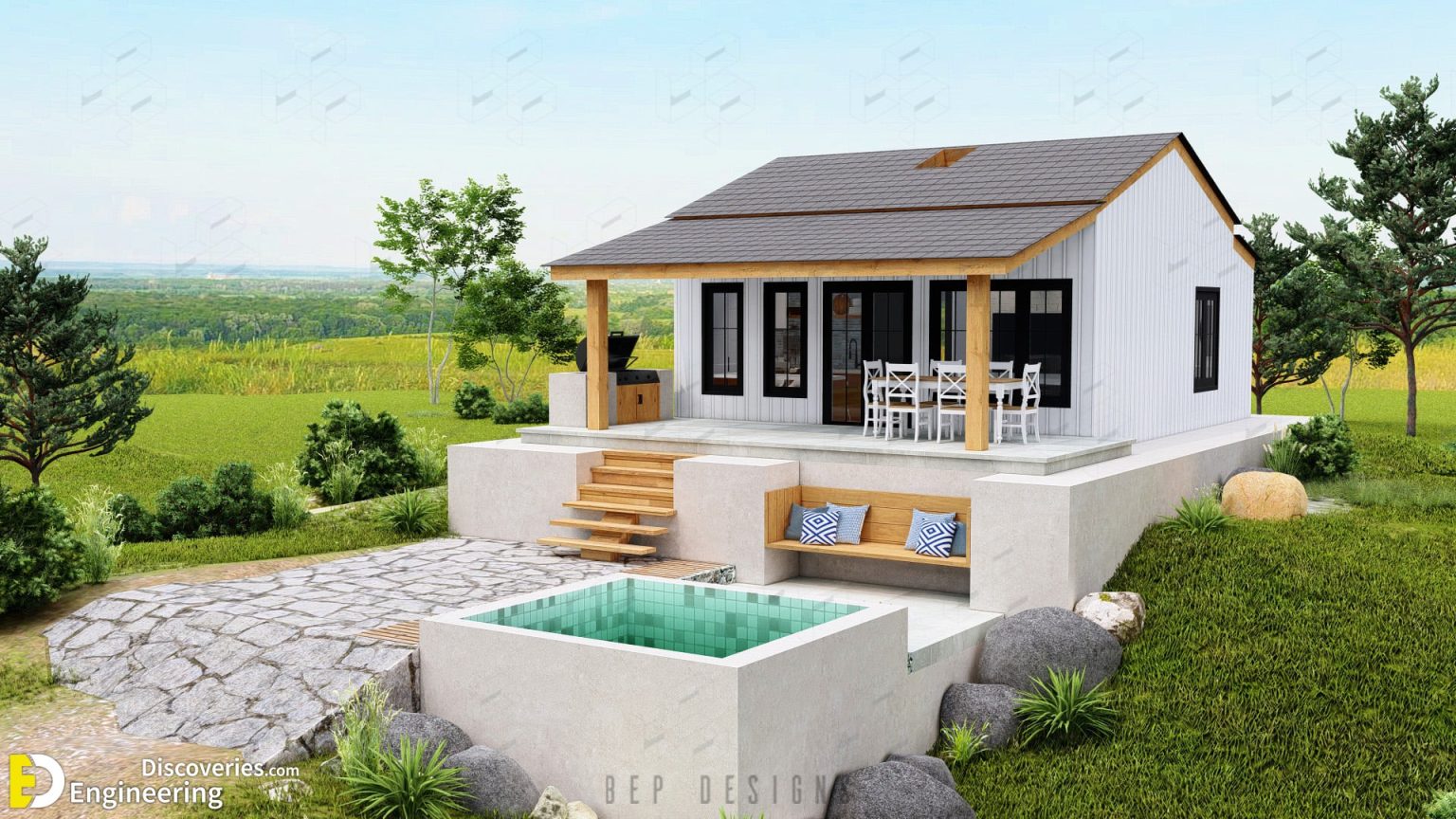 65 SQM Small Farm House Design 6 5m X 10m With 2 Bedroom Pool With 