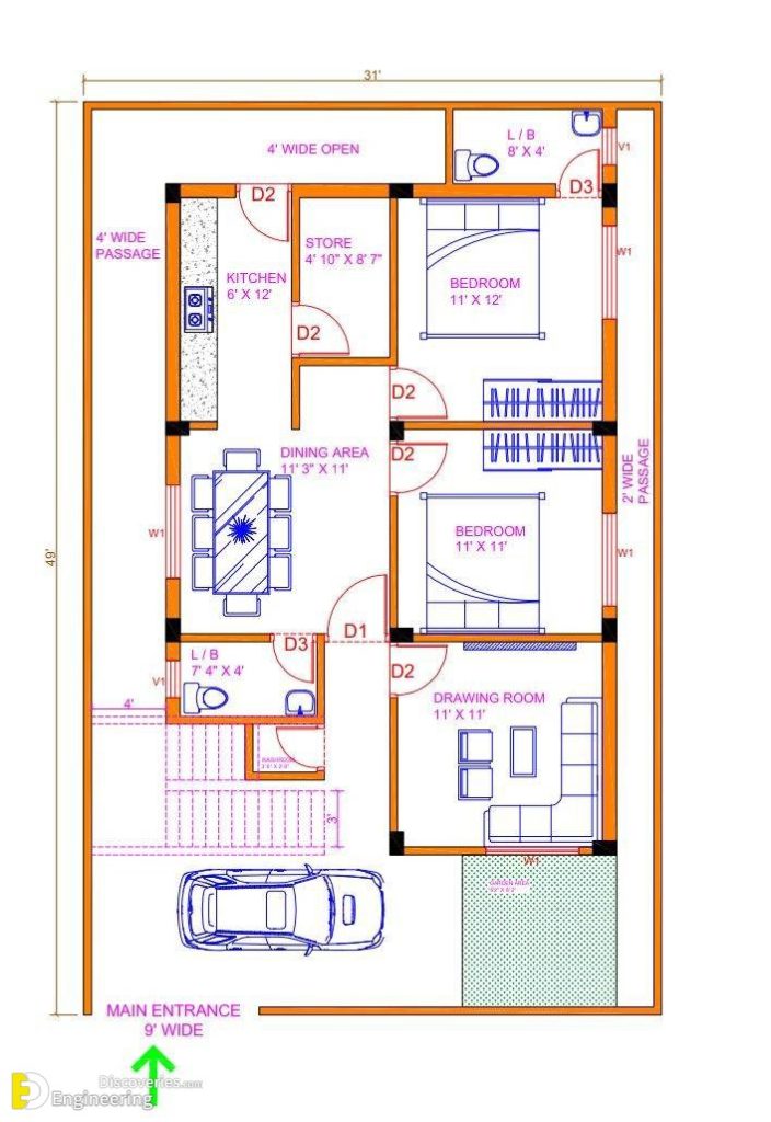 28+ Incredible 2D House Plans For Various Locations! | Engineering ...