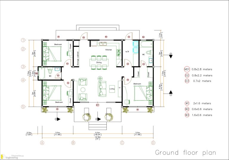 Modern House Plan Design 13.0m × 7.5m With 3 Bedroom | Engineering ...