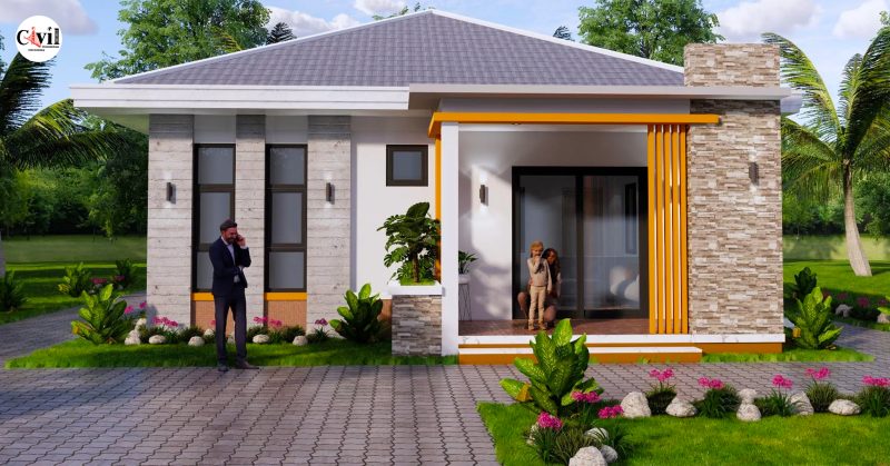 Beautiful House Design Plan 8.0m ×11.0m With 3 Bedroom Hip Roof ...