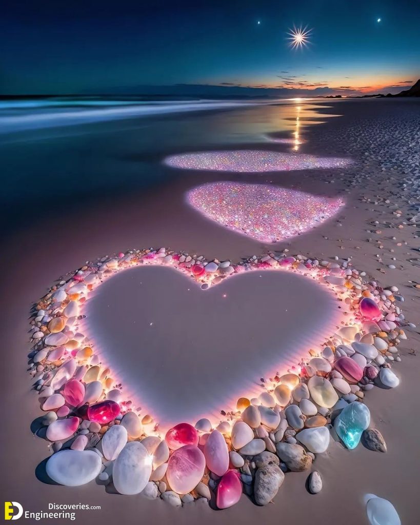 Lovely Paradise Beach Heart Glass Rocks | Engineering Discoveries